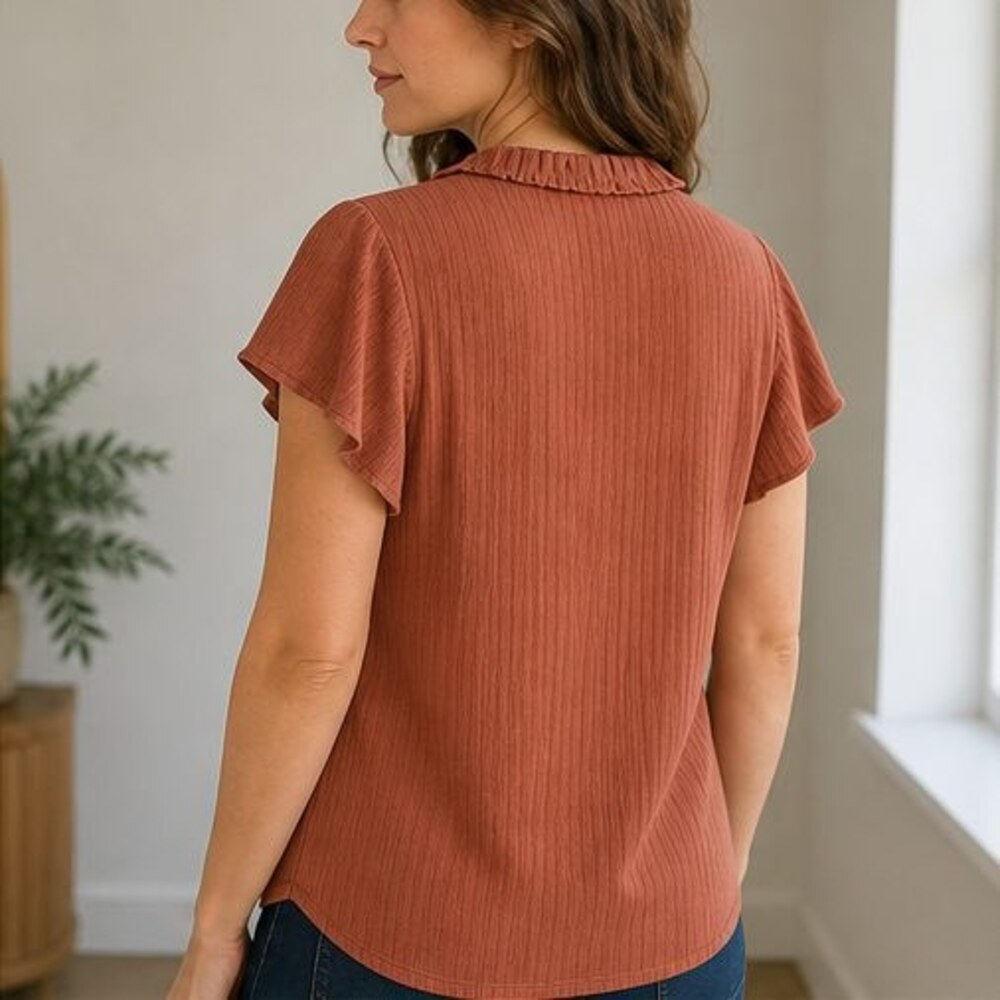Rust Wrap Blouse - Picture 3 of 6